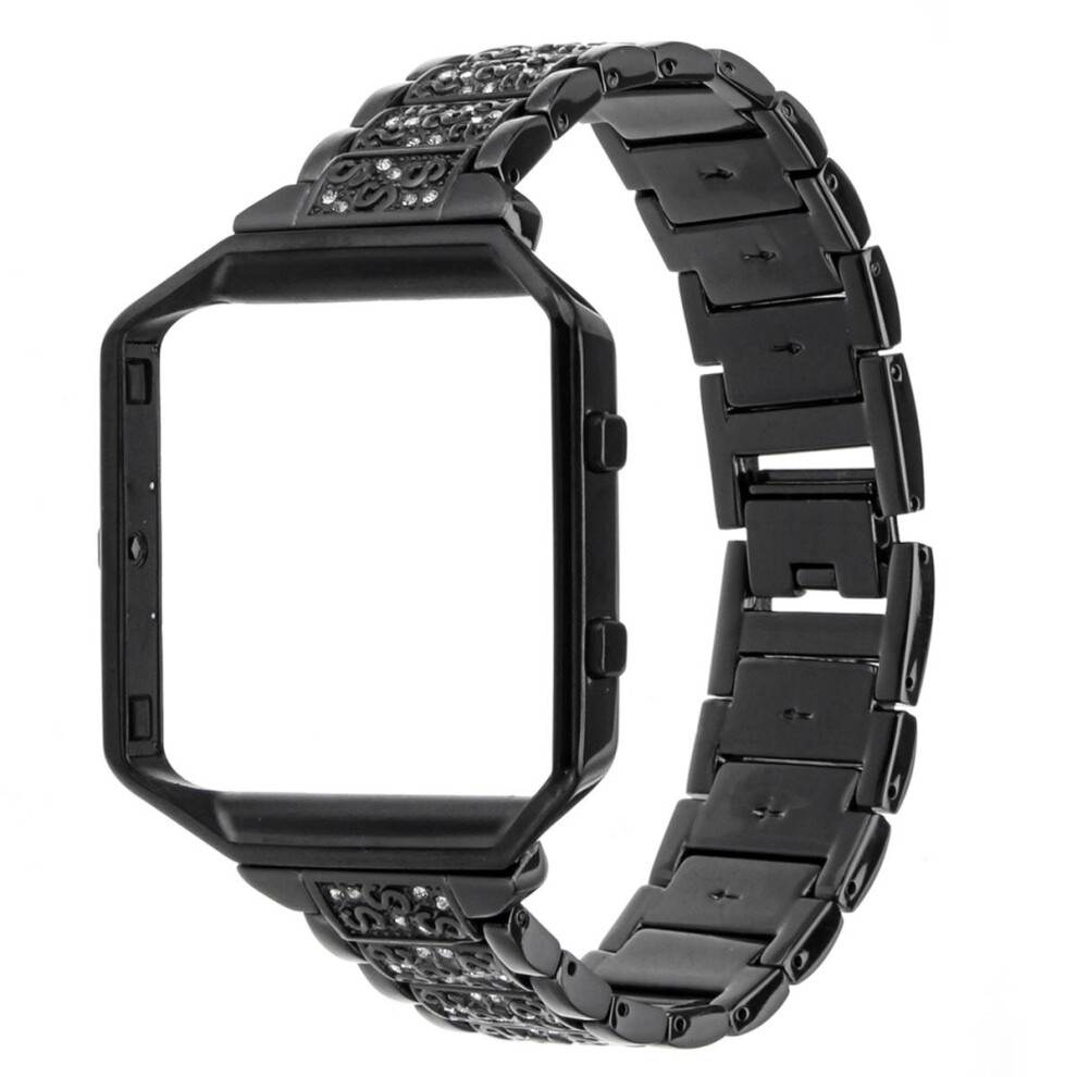 Stainless Steel Replace Watch Strap Band + Metal Frame For Fitbit Blaze Tracker Color Black 840079321862