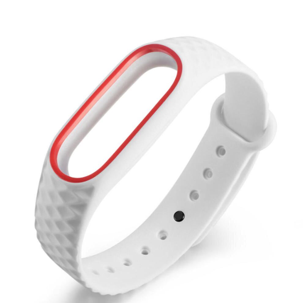 2Pcs Dual Color Watch Band Replacement Watch Strap For Xiaomi Mi Band 2 White Color Red 840079326515