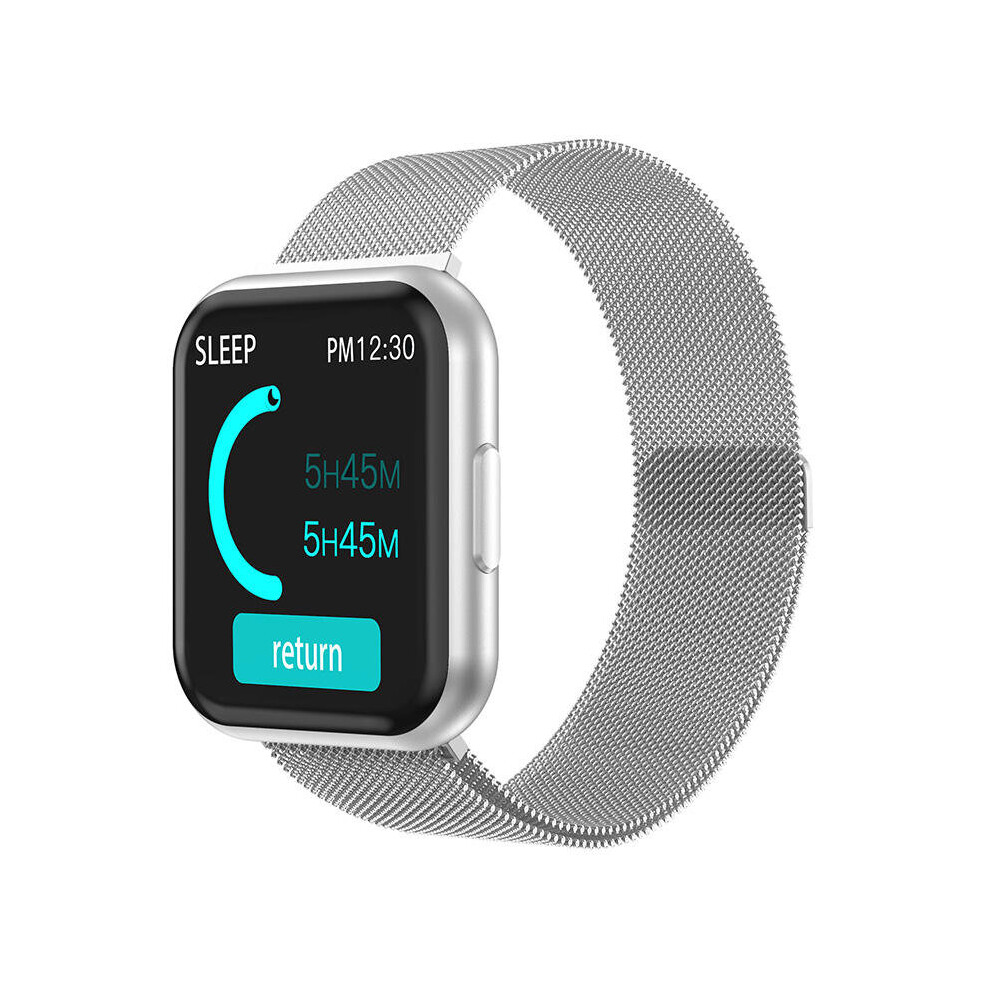 T88 1.3Inch Full Touch Screen 24H Dymanic Heart Rate Blood Pressure Weather Push Smart Watch Color Silver 840079113276