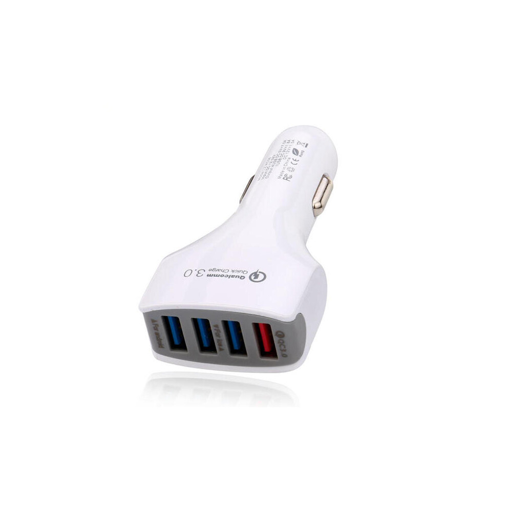 4 Ports Qc3.0 Fast Car Charger For Iphone X 8Plus Oneplus 5T Xiaomi Redmi 5 Plus S8 Color White 840079303790