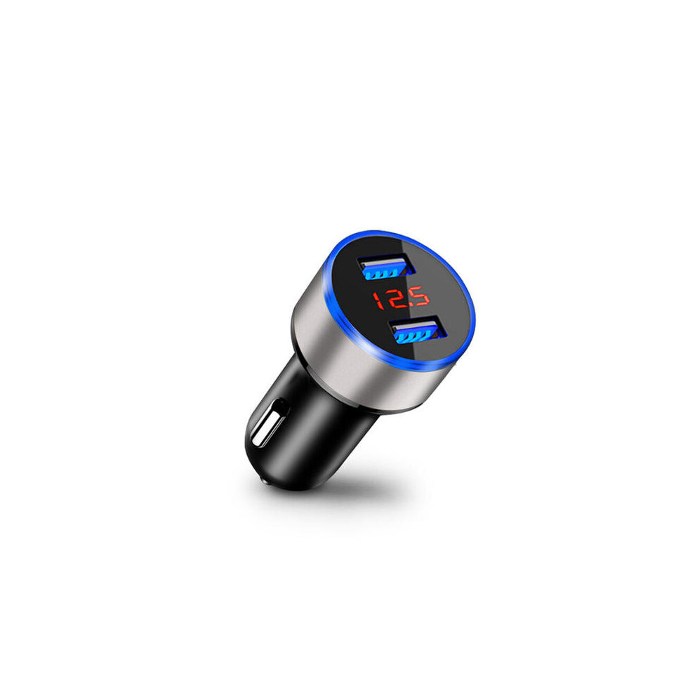 2Pcs Digital Voltage Diplay Dual Usb 3.1A Fast Car Charger With Led For Mobile Phone Tablet Color Light/Silver 840079142245