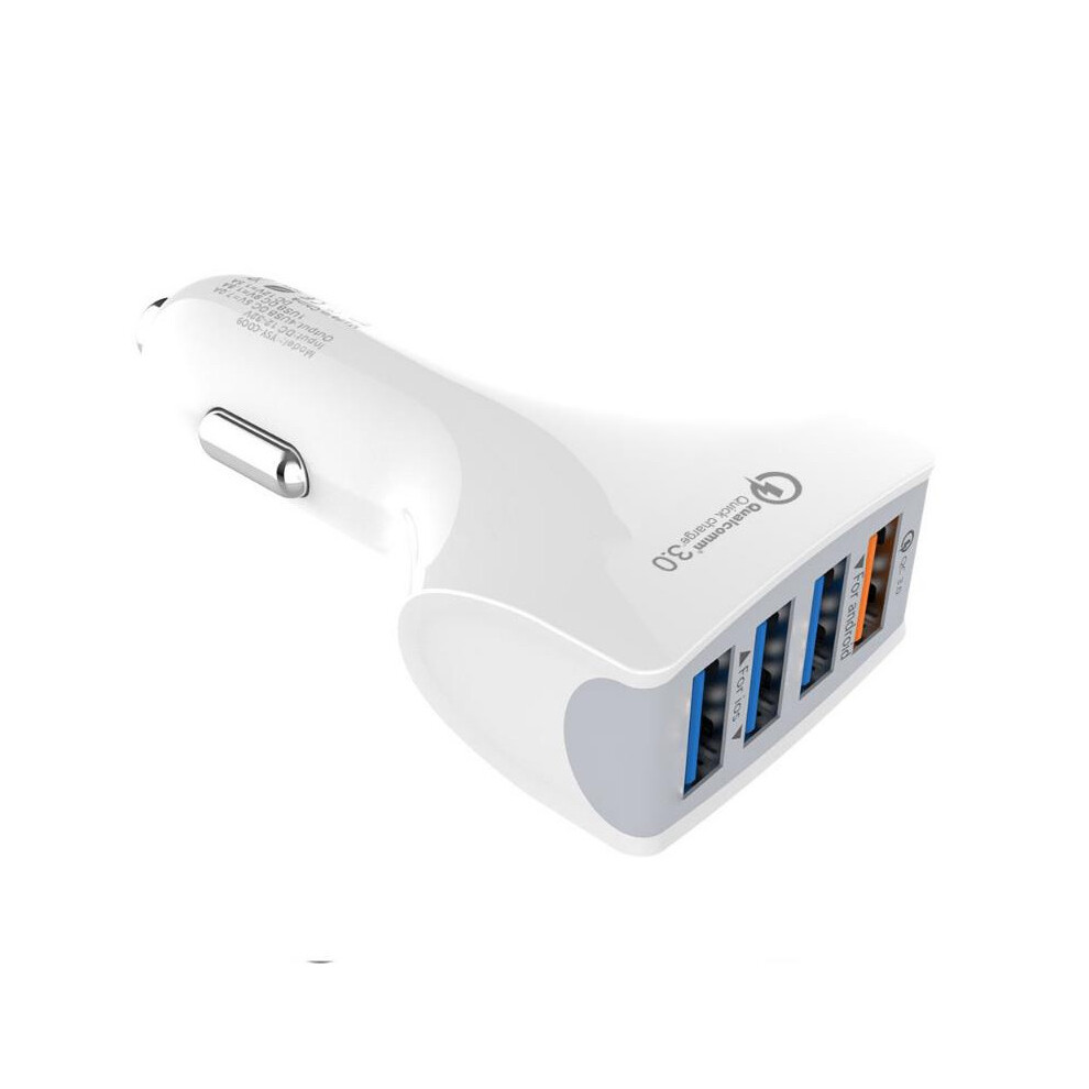 3Pcs 4 Usb Port Qc3.0 Fast Charge Usb Car Charger For Samsung Xiaomi Huawei Color White 840079303646