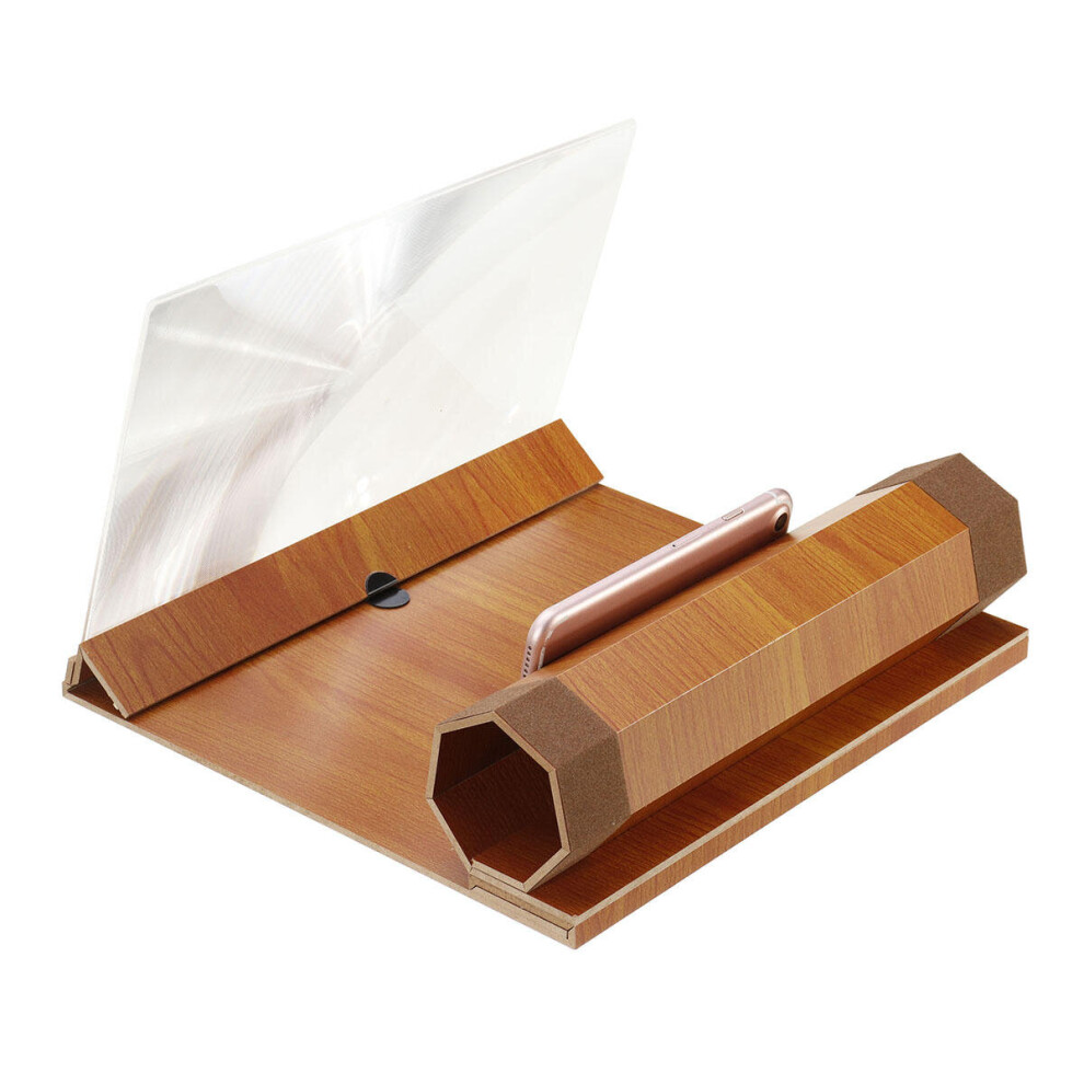 Universal 12 Inches Wooden Foldable Screen Magnifier Image Enlarge Desktop Holder For Mobile Phone 840079332066