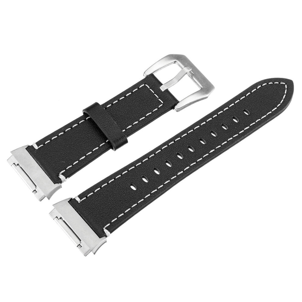 Leather Band Bracelet Watch Wrist Strap Replacement For Fitbit Ionic Fitness Run Color Black 840079328694
