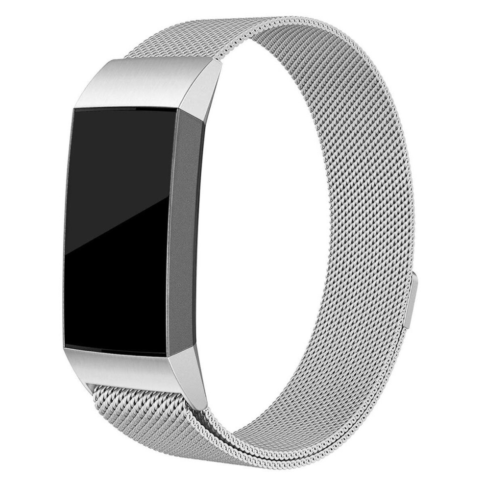 Metal Stainless Steel Milanese Loop Watch Band Strap For Fitbit Charge 3 Color Silver 840079329134
