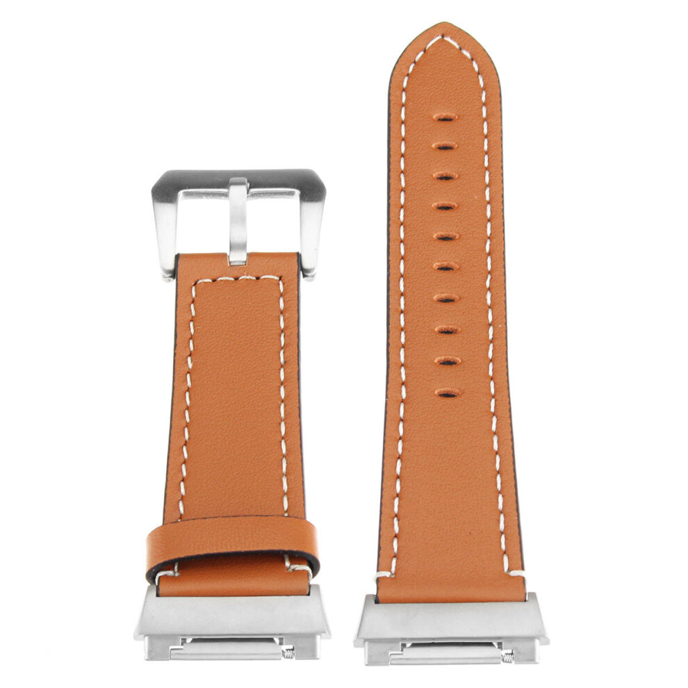 Leather Band Bracelet Watch Wrist Strap Replacement For Fitbit Ionic Fitness Run Color Brown 840079328687