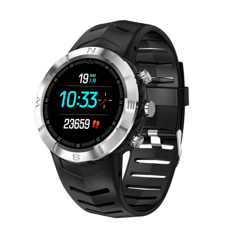 Dt08 Full Touch Wristband Compass Hrv Hr And Blood Pressure Monitor 20 Days Standby Smart Watch -Silver Color Black 840079329158