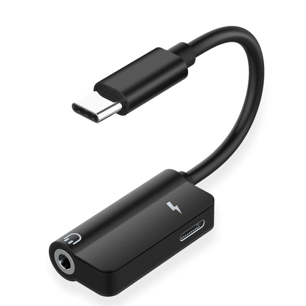 2 In 1 Type-C To 3.5Mm Fast Charging Splitter Adapter For Huawei P30 Mate 20Pro Xiaomi Mi9 S10+ Note10 Color Black 840079123428