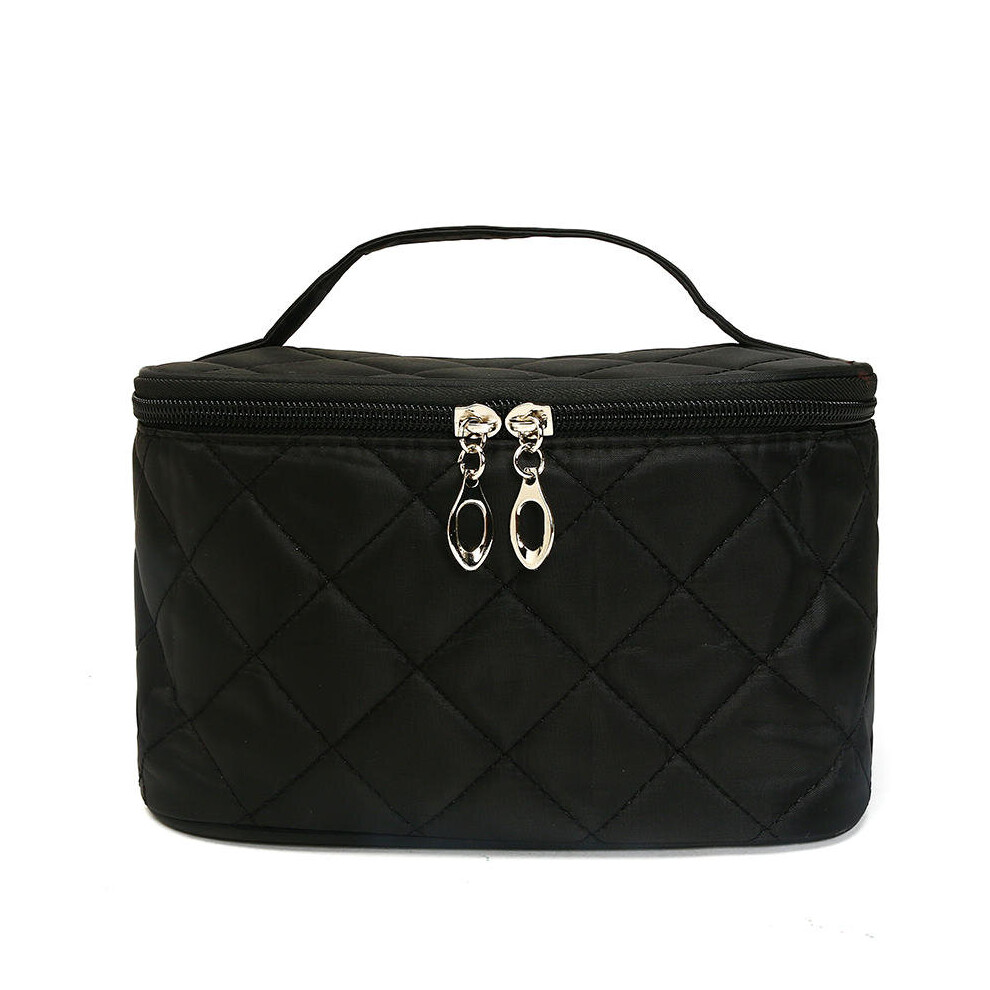 Multifunctional Travel Cosmetics Bag Nylon Large Makeup Toiletry Organizer Luggege Sto BLACK COLOR