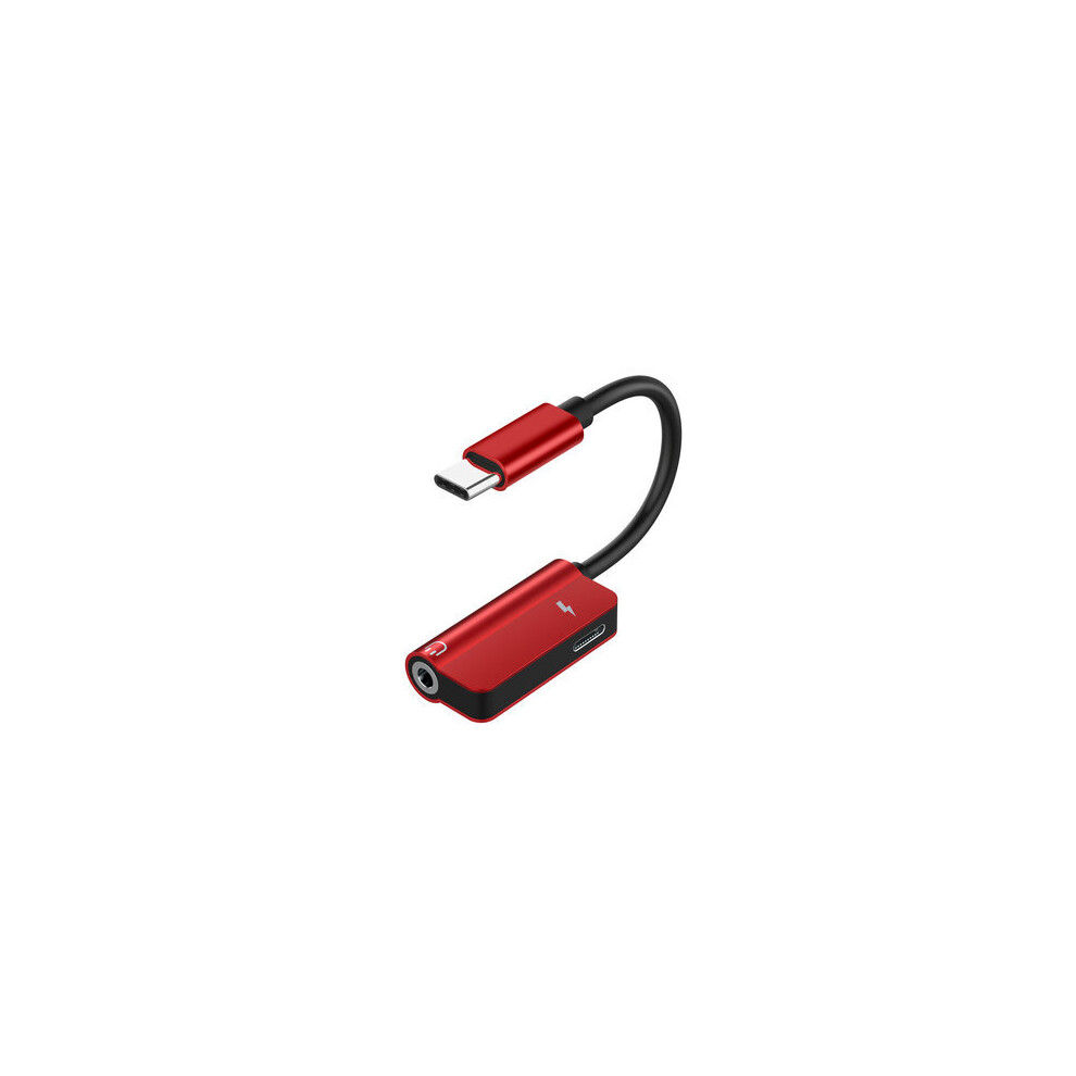 2 In 1 Type-C To 3.5Mm Fast Charging Splitter Adapter For Huawei P30 Mate 20Pro Xiaomi Mi9 S10+ Note10 Color Red 840079123398