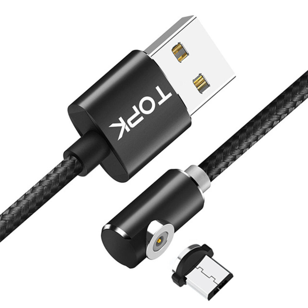 2.1A Magnetic Elbow Micro Usb Fast Charging Data Cable For Xiaomi Huawei Honor Android Phone Color Black 840079303462