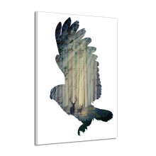 3Pcs Hand Painted Oil Paintings Simple Style-A Flying Owl Wall Art For Home Decoration Painting