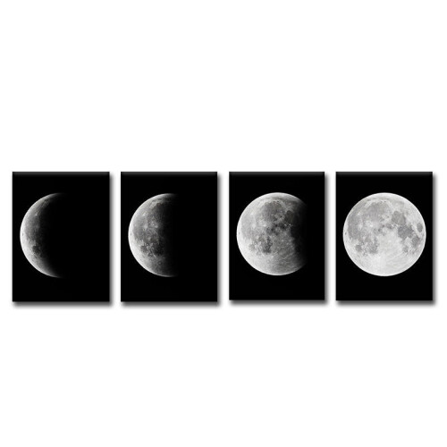 Hand Painted Four Combination Decorative Paintings Gradient Moonlight Wall Art For Home Decoration