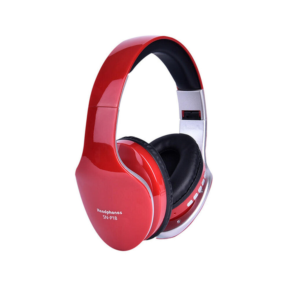SN-P18 bluetooth Gaming Headphone Foldable Stereo Earphones Support TF Card With Mic RED COLOR-image-OPC-P79FTPB-NEW