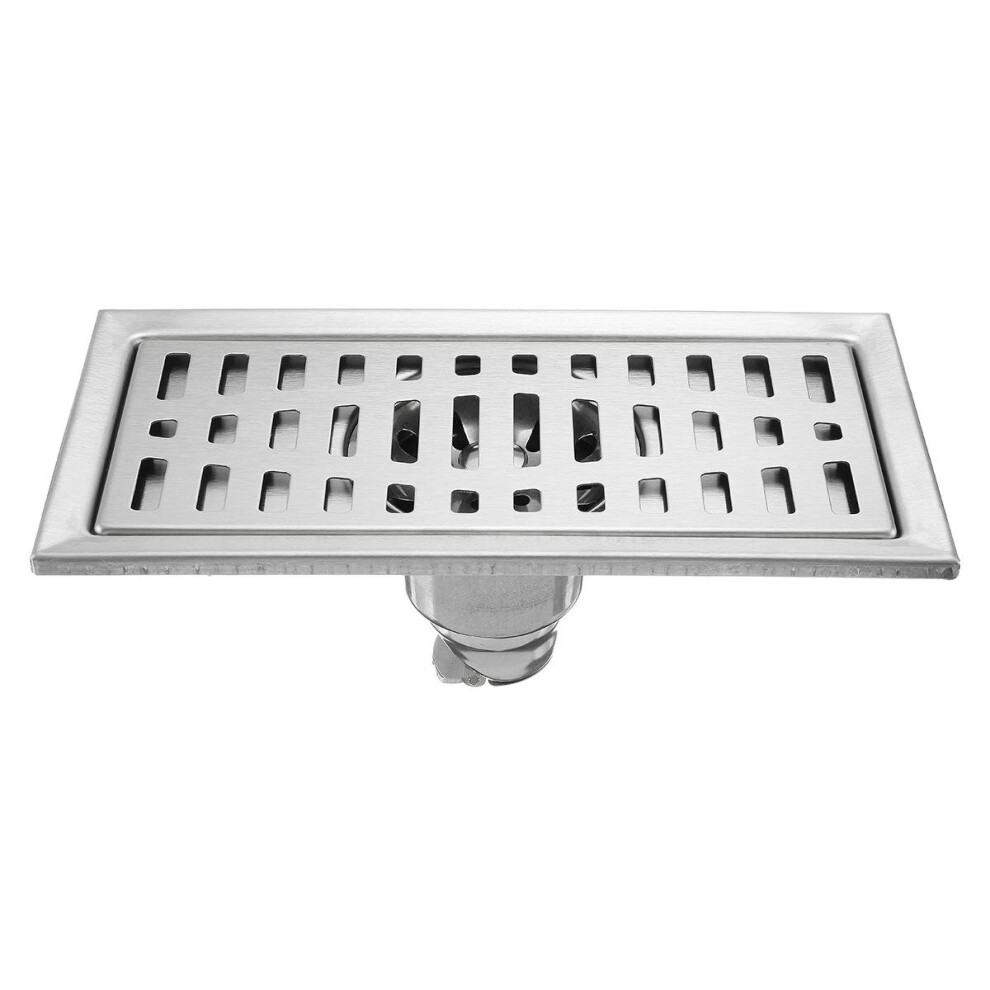 200X100mm Stainless Steel Rectangle Shower Floor Drain Removable Strainer Linear Quick Drain Grate 840079335579