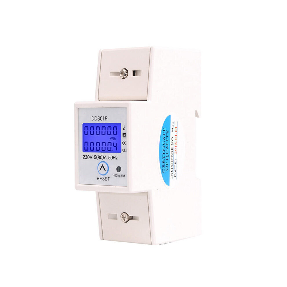 Dds015 Backlights Single Phase Energy Meter 5-80A 230V 50Hz Wattmeter Power Consumption Watt Electronic Energy Meter With Reset Function 8651942789380