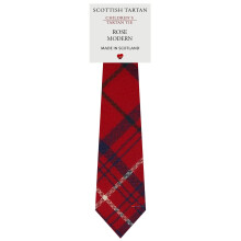 Boys All Wool Tie Woven And Made in Scotland in Rose Modern Tartan
