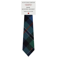Boys All Wool Tie Woven And Made in Scotland in Rose Hunting Ancient Tartan