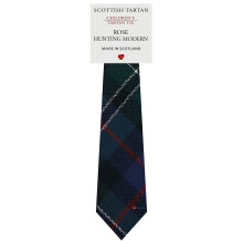 Boys All Wool Tie Woven And Made in Scotland in Rose Hunting Modern Tartan