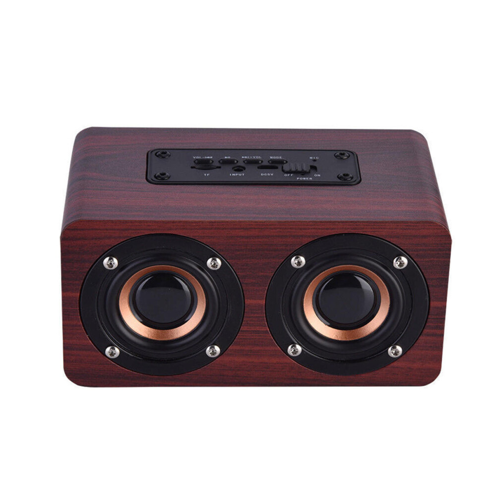 Portable Wooden Wireless Bluetooth Speaker Dual Units Tf Card Stereo Bass Loudspeaker Subwoofer 840079122414