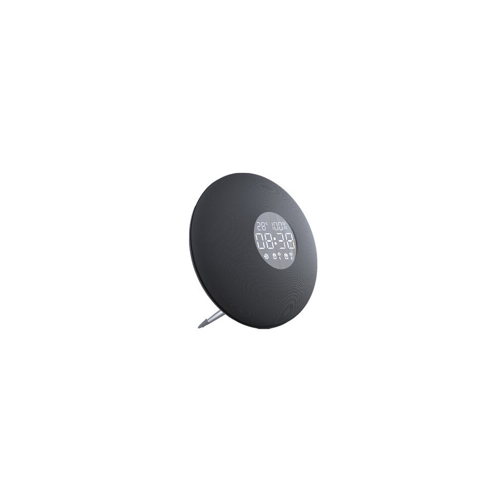 Hifi Wireless Bluetooth Speaker Dual Alarm Clock Tf Card Led Display Steroe Bass Subwoofer With Mic Black 840079122551