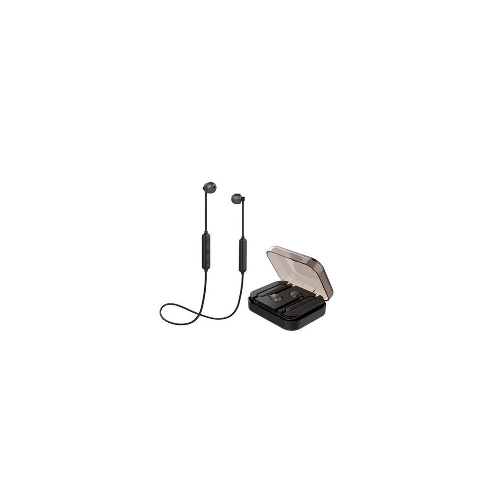 [Bluetooth 5.0] Hifi Wireless Bluetooth Earphone Magnetic Adsorption Stereo Sports Headphone With Mic With Chariging Box Color Black 7082497853423