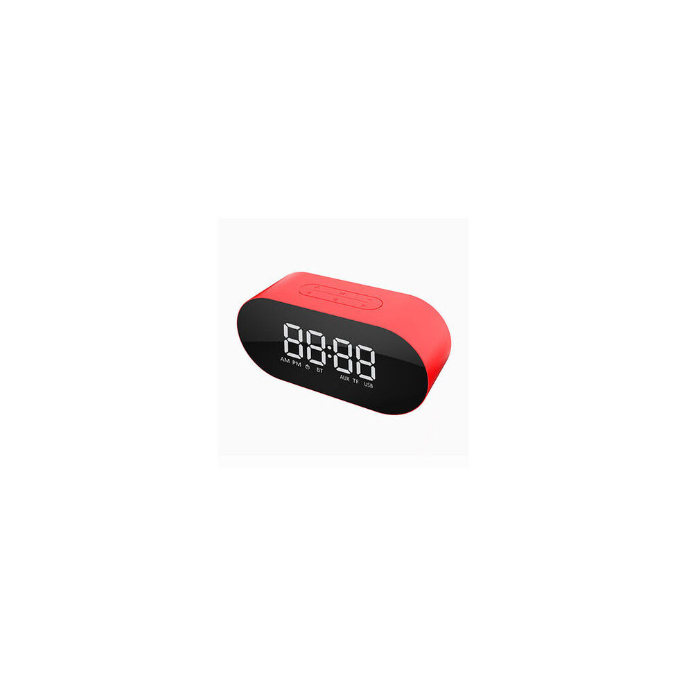 P1 Portable Wireless Bluetooth Speaker Led Display Mirror Alarm Clock Subwoofer With Mic Color Red 840079136916