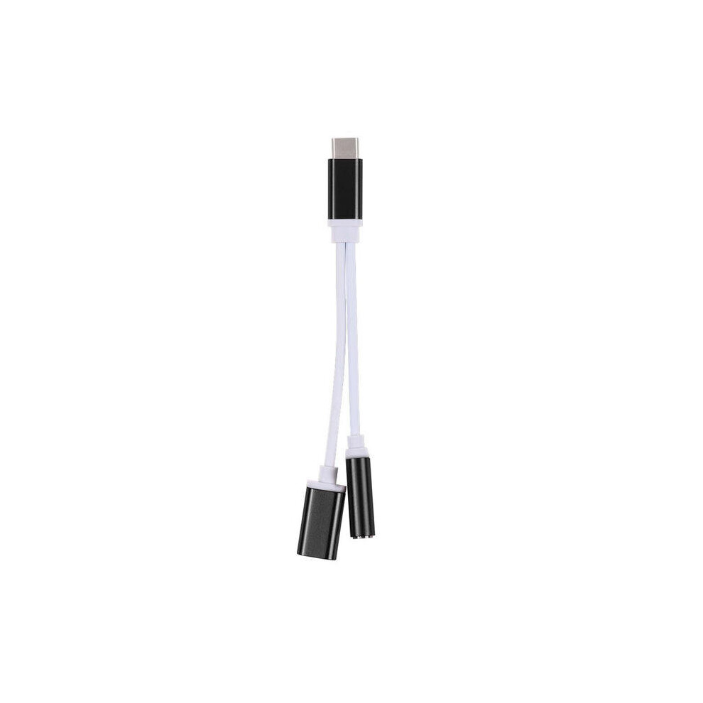 2Pcs 2 In 1 Type-C Headphone 3.5Mm Jack Adapter Audio Cable For Samsung Xiaomi Huawei Letv Color Black 840079304506