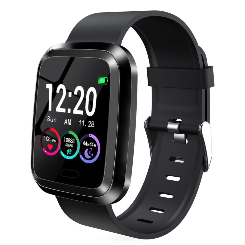 L7 1.3' Full Touch Screen Wristband Fashion Ui 10 Sport Modes Blood Pressure Monitor Music Camera Control Weather Display Smart Watch Color Black 840079329486