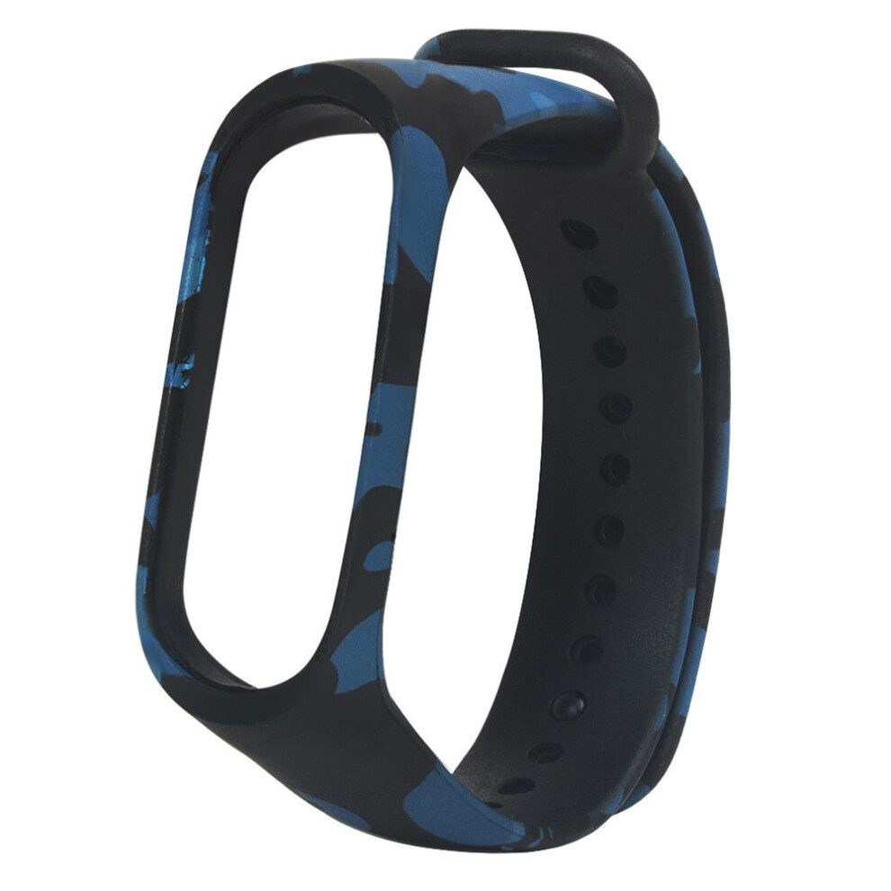 2Pcs Tpe Camouflage Pattern Watch Band Strap Replacement For Xiaomi Miband3 Color Blue 840079124173