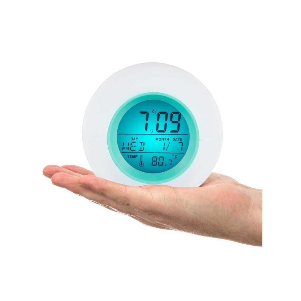 2Pcs Digital Led 7 Color Changing Alarm Clock Thermometer Nature Sound Dark