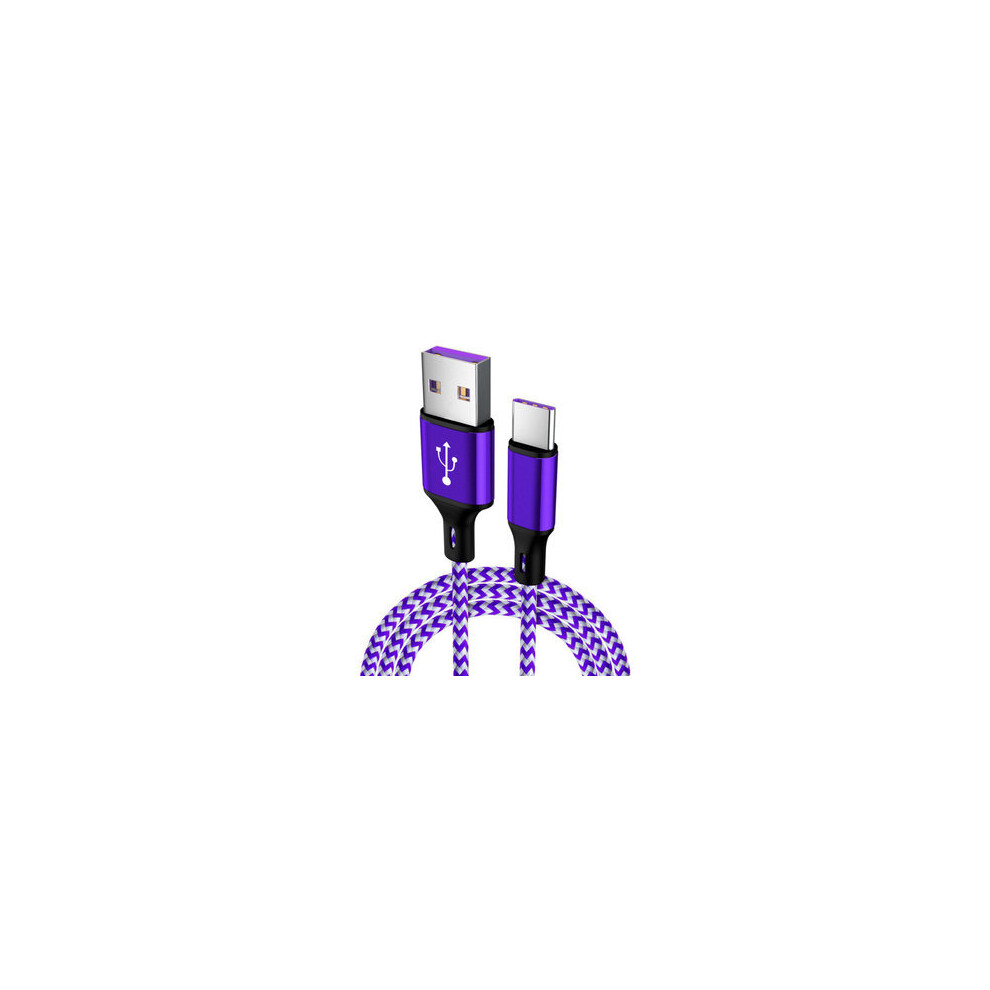 5A Type C Nylon Braided Fasting Charging Data Cable For Xiaomi Mi8 Mi9 Huawei P20 P30 S9 Note S10 S10+ Color Purple 840079304377