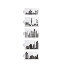 2SETS 5Pcs/Set Plastic Civic Architecture Stencils Fondant Cake Mold Cookie Baking Mould Decorating Tool