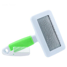 2PCS Pet Puppy Dog Cat Hair Shedding Grooming Pet Hair Trimmer Fur Comb Brush Slicker Tool GREEN COLOR