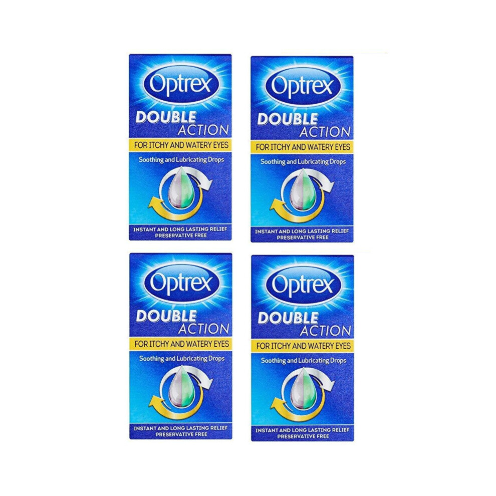 Optrex Double Action Drops for Itchy and Watery Eyes 10ml - Pack of 4