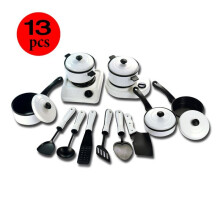 (White) 13Pcs Kitchen Cooking Utensils Set Kids Pretend Toy