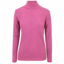 (Pink, 2XL UK 20-22 US 16-18) Womens Turtle Polo Neck Ribbed Jumper Ladies Top
