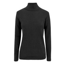 (Black, M/L UK 12-14 US 8-10) Womens Turtle Polo Neck Ribbed Jumper Ladies Top