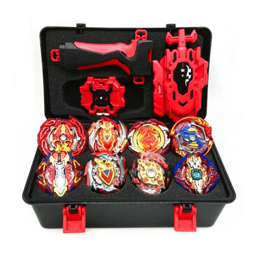 (Red) 8pcs Gyro Burst Beyblade Set With Launcher And Box