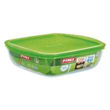 Pyrex Microwave Safe Classic Sqaure Glass Dish with Lid 1L Green