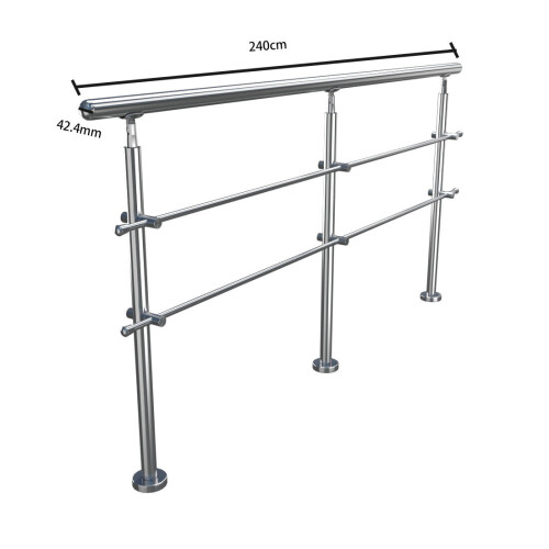 Living And Home (240cm 2 Cross Bar) Handrail Kit Outdoor Grab Rail Garden Step Support Variable Angle 1