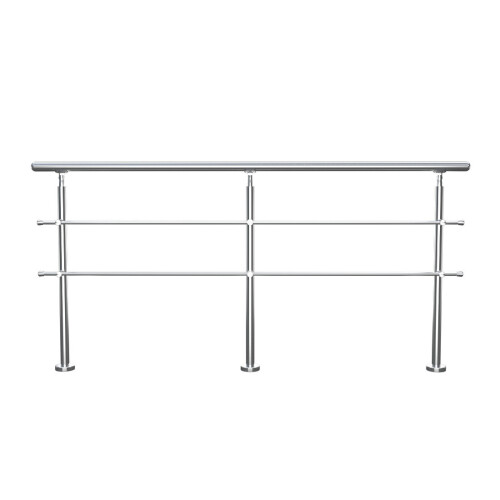 Living And Home (240cm 2 Cross Bar) Handrail Kit Outdoor Grab Rail Garden Step Support Variable Angle