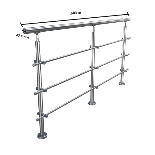 Living And Home (240cm 3 Cross Bar) Handrail Kit Outdoor Grab Rail Garden Step Support Variable Angle 1