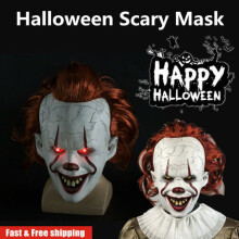 Pennywise IT maschera clown LED luce lattice sopra la testa Halloween Horror Cosplay