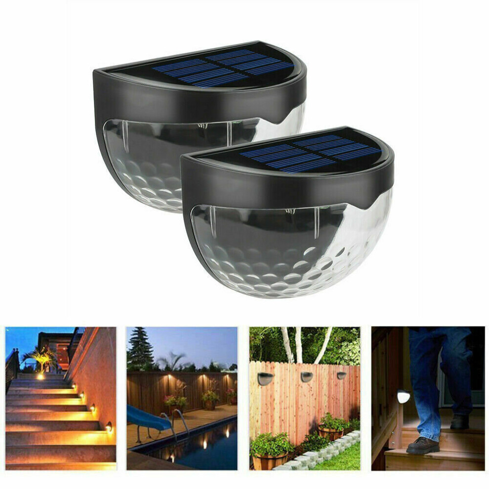 (White, Cool White) 6 LED Solar Power Light Sensor Wall Light Outdoor Garden Fence Lamp