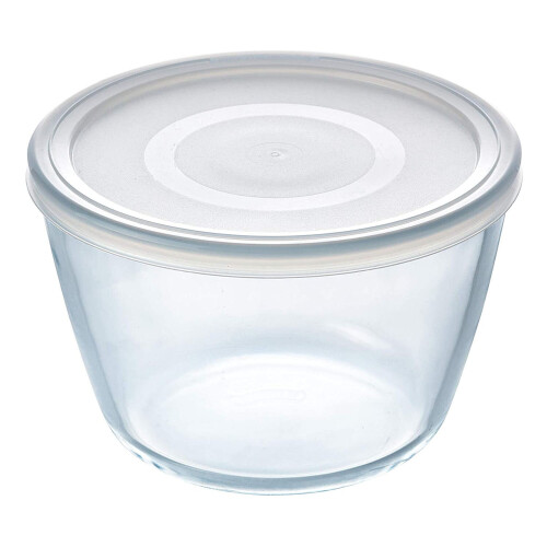 Pyrex Pyrex Classic Round Glass Dish with Plastic Lid 1.7L White 2