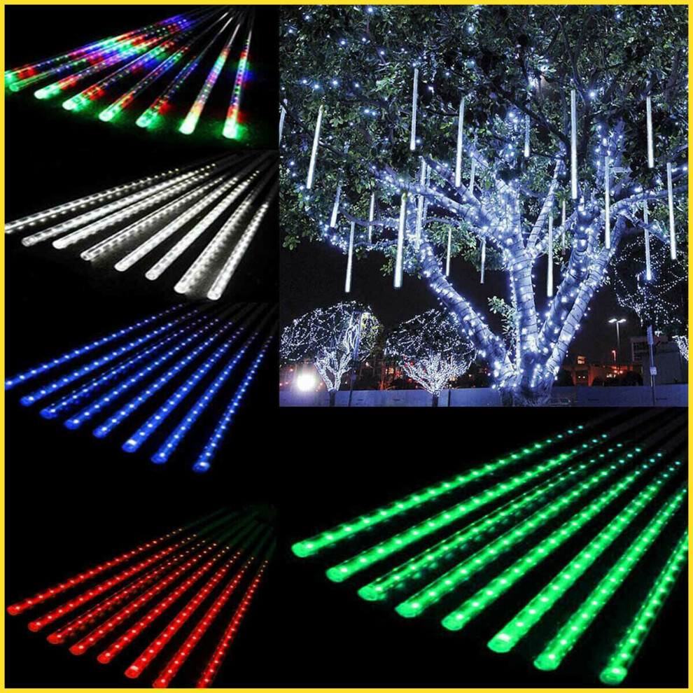 (Warm White) 8 Tube 30CM 144 LED Meteor Shower Lights Led Falling Rain Fairy Light LED String Lights Outdoor Christmas Light