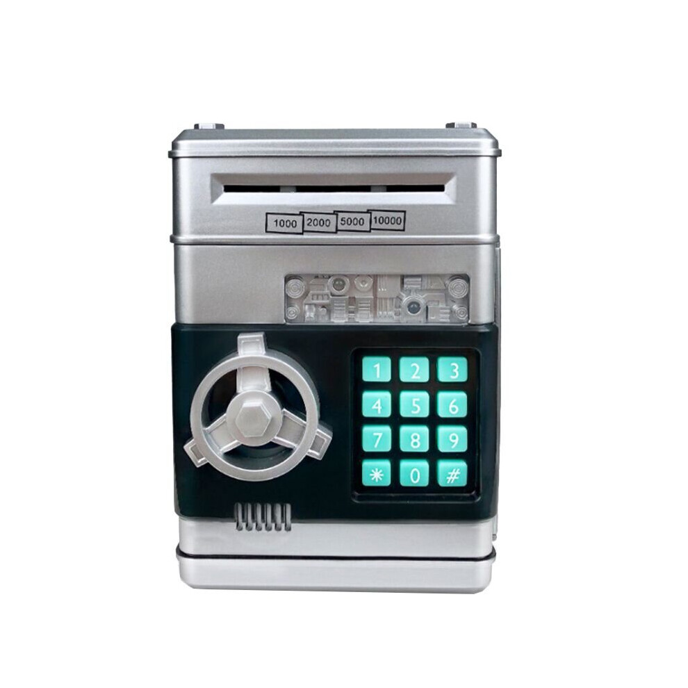 (Silver) Electronic Piggy Bank Password Safe Money Saving Box Kids Silver