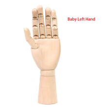 (7" Baby Left Hand) Wooden Hand Model Drawing Jointed Movable Fingers