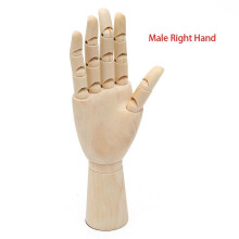 (12" Male Right Hand) Wooden Hand Model Drawing Jointed Movable Fingers